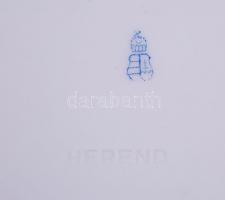 Óherendi 2 db Viktória mintás süteményes és mélytányér, kézzel festett, jelzett,  hibátlan, d:19,22 ...