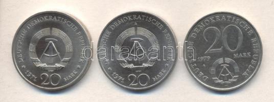 NDK 1971. 20M "Heinrich Mann" + 20M "Ernst Thälmann" + 1979. 20M "30 éves a...