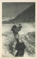 Military WWI Hungarian soldiers in the Carpathian mountains