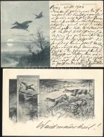 Vadászat, 5 db régi motívumlap