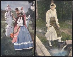 Népviselet 10 db régi lap