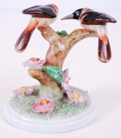 Herendi madár pár, kézzel festett, jelzett, lepattanás a csőrnél, m:10 cm