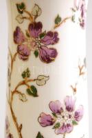 Zsolnay virágos váza, kézzel festett, jelzett, hibátlan, m:26 cm, d:9 cm