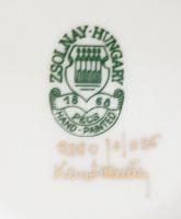 Zsolnay virágos váza, kézzel festett, jelzett, hibátlan, m:26 cm, d:9 cm