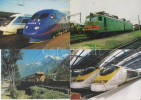20 db modern, egy kivételével használatlan, vonatokat ábrázoló motívumlap / 20 pieces modern, unused (except one), train motive postcards