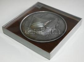 Ón falikép, viking hajóval, jelzett, préselt, d:14 cm