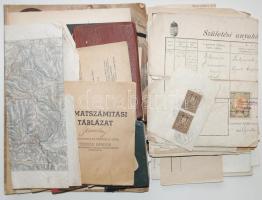 Nagy okmány és nyomtatvány tétel: Háború előtti anyakönyvi kivonat, Film színház irodalom,