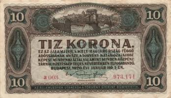 1920. 10K (2x) színváltozatok T:III + 1920. 20K T:III