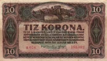 1920. 10K (2x) színváltozatok T:III + 1920. 20K T:III