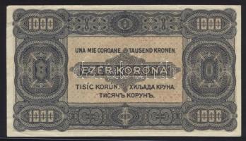1923. 1000K "8 FILLÉR NYOLC FILLÉR" felülbélyegzéssel T:hajtatlan, saroktörés két helyen