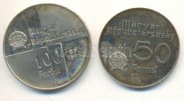 1974. 50Ft Ag + 100Ft Ag "50 éves az MNB" T:PP Dísztokban!