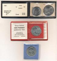 1981. 10Ft + 100Ft "FAO" pár T:BU + 1983. 100Ft "Széchenyi István" T:BU + 1983. 100Ft "Czóbel Béla" T:BU 1983. 100Ft "Simon Bolivár" T:BU Mind eredeti tokban és tanúsítvánnyal!