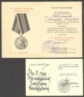 1945-1978 Szovjet kitüntetések viselésére jogosító igazolványok különféle magasrangú  személyek aláí...