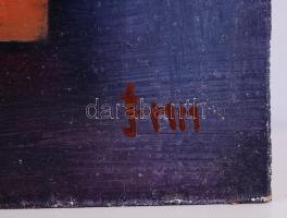 Lukács József: Virág csendélet. Olaj, farost, jelzett, 70×50 cm