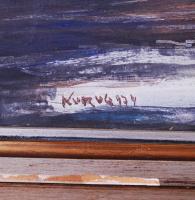 Kurucz D. István (1914-1996): Tanya '974. Olaj, vászon, jelzett, üvegezett keretben, 60x80cm