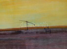 Kurucz D. István (1914-1996): Gémeskút. Olaj, farost, jelzett, keretben, 60x92cm