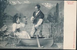 Couple in the boat, romantic