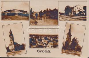 Gyoma vasútállomás, katolikus és református templom, községháza