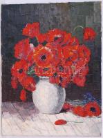 Olvashatatlan jelzéssel: Pipacsos csendélet. Olaj, vászon, 80x60cm