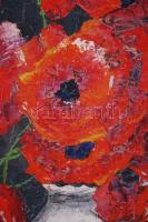 Olvashatatlan jelzéssel: Pipacsos csendélet. Olaj, vászon, 80x60cm