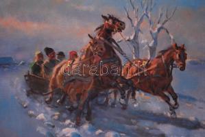 Viski János (1891-1961): Téli szán. Olaj, vászon, jelzett, keretben, 67x87cm