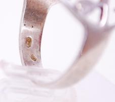 Áttört növényi díszítésű szecessziós ezüst (Ag) gyűrű / 
Pierced silver ring with floral ornaments, ...