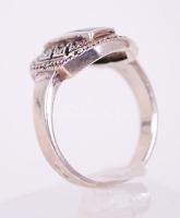 Art deco ezüst (Ag) gyűrű fekete zománc díszítéssel és markazitokkal / 
Art deco silver ring decorat...