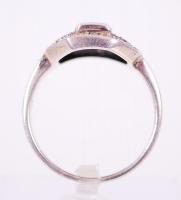 Art deco ezüst (Ag) gyűrű fekete zománc díszítéssel és markazitokkal / 
Art deco silver ring decorat...