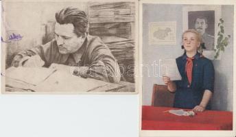2 db modern, használatlan szovjet képeslap, egy propaganda lap, és egy lap Isaak Brodskyról / 2 pieces modern, unused Soviet postcards, a propaganda card, and a card about Kirov