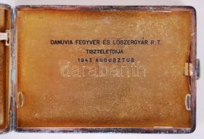 Ezüst art-deco cigarettatárca "Danuvia fegyver és lőszergyár R.T. tiszteletdíja 1943 augusztus&...