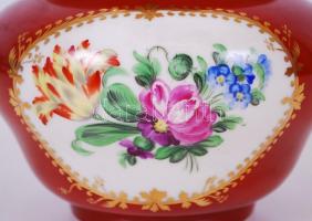 Herendi nagy bonbonier, kézzel festett, jelzett, apró hiba a rózsákon, m:15 cm, d:17 cm