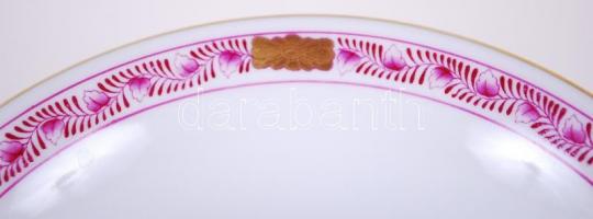 Herendi indiai kosár mintás váza, kézzel festett, jelzett, m:15 cm, d:17 cm