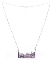 Ezüst (Ag) collier nyaklánc stilizált városképpel /  Silver collier necklace with cityscape, 44cm, 4,6gr