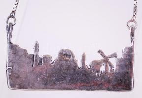 Ezüst (Ag) collier nyaklánc stilizált városképpel / 
Silver collier necklace with cityscape, 44cm, 4...