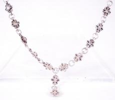 Ezüst (Ag) collier nyaklánc strasszokkal / 
Silver collier necklace with rhinestones, 46cm, br: 8gr