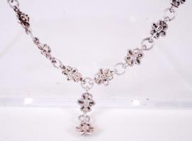 Ezüst (Ag) collier nyaklánc strasszokkal / 
Silver collier necklace with rhinestones, 46cm, br: 8gr