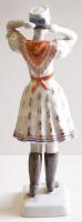 Népviseletes asszony, kézzel festett jelzett Hollóházi porcelán figura, jelzett, hibátlan /Handpaint...