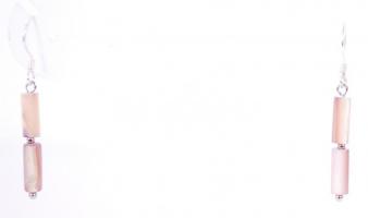 Régi, négysoros gyöngyház nyaklánc ezüst szerelékkel, hozzá tartozó fülbevaló párral / 
Antique 4 li...