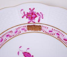 Herendi Apponyi mintás süteményes készlet: 6 db süteményes tányér, nagy tál, jelzettek, hibátlanok, ...