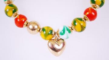 Muranói üveg karlánc aranyozott ezüst (Ag) elemekkel és mágneses zárral / 
Bracelet from Murano bead...