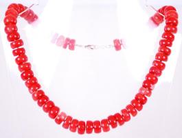 Nemeskorall nyaklánc ezüst (Ag) szerelékkel /  Red coral necklace with silver accessories, 43cm