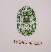 Kézzel festett Zsolnay áttört kis kaspó, jelzett, hibátlan / Hand painted Zsolnay vase m:10 cm, d:9 ...