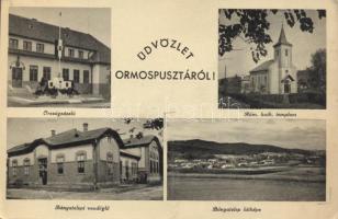 Ormosbánya bányatelep, bányatelepi vendéglő, római katolikus templom, országzászló (EK)