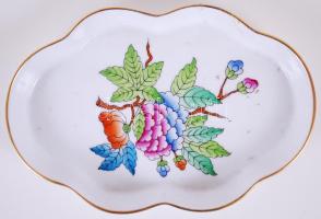Herendi Viktória mintás tálka, kézzel festett, jelzett, hibátlan, h:13 cm
