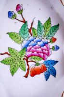 Herendi Viktória mintás tálka, kézzel festett, jelzett, hibátlan, h:13 cm