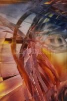 Macskássy Izolda (1945-): Krisztus. Festett selyem kollázs, jelzett, üvegezett keretben 76×106 cm