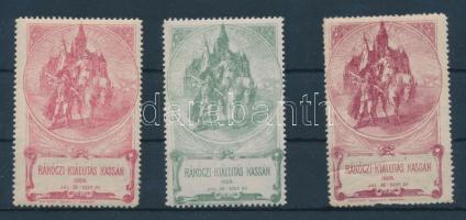 1903 Rákóczi-kiállítás Kassán 3 db klf levélzáró