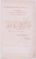 1858 A nagyszombati szolgabírói hivatal kinevező okirata kertészeti felügyelő részére német nyelven. Száraz-pecséttel. /  1858 Awarding document for gardener-inspector from Tyrnau. With dry seal.