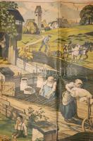 Cca 1900 A gazdálkodás. Német nyelvű iskolai szemléltető nagyméretű vászonkép, színes litográfia, 11...