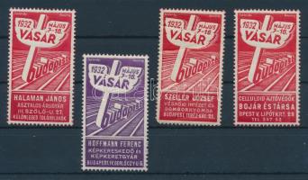 1932 4 db klf  Kereskedők a Vásáron levélzáró (az egyiken kis törések)